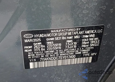 2025 Hyundai Ioniq 5 Sel z USA, uszkodzony, nr VIN 7YAKNDDC7SY017400